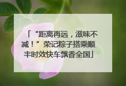 “距离再远，滋味不减！”荣记粽子搭乘顺丰时效快车飘香全国