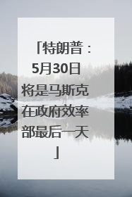 特朗普：5月30日将是马斯克在政府效率部最后一天