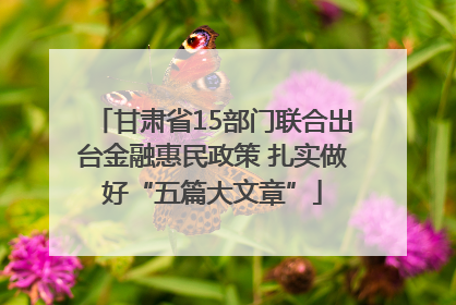 甘肃省15部门联合出台金融惠民政策 扎实做好“五篇大文章”