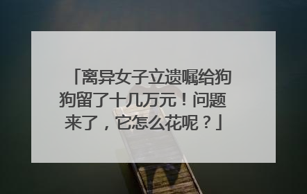 离异女子立遗嘱给狗狗留了十几万元！问题来了，它怎么花呢？