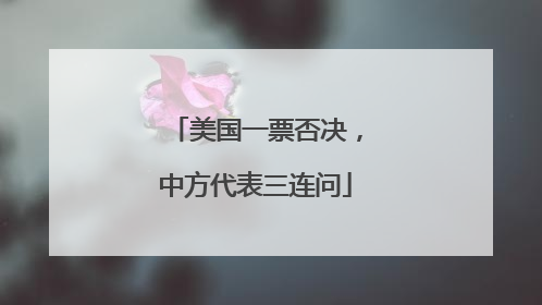 美国一票否决，中方代表三连问