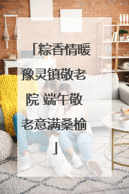 粽香情暖豫灵镇敬老院 端午敬老意满桑榆