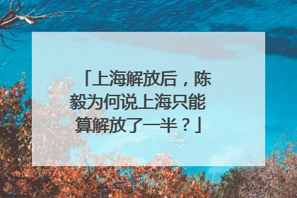 上海解放后，陈毅为何说上海只能算解放了一半？