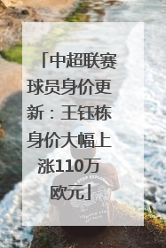 中超联赛球员身价更新：王钰栋身价大幅上涨110万欧元