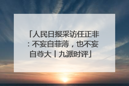人民日报采访任正非：不妄自菲薄，也不妄自尊大丨九派时评