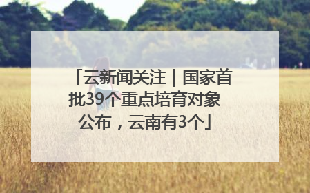 云新闻关注｜国家首批39个重点培育对象公布，云南有3个