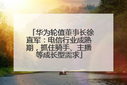 华为轮值董事长徐直军：电信行业成熟期，抓住骑手、主播等成长型需求