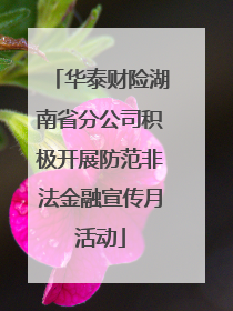 华泰财险湖南省分公司积极开展防范非法金融宣传月活动