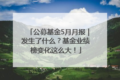 公募基金5月月报｜发生了什么？基金业绩榜变化这么大！