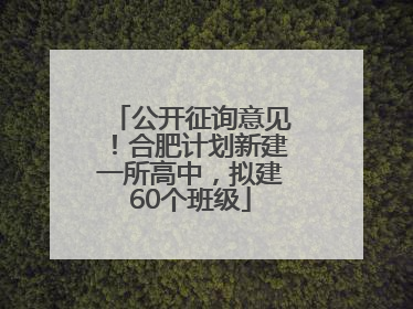 公开征询意见！合肥计划新建一所高中，拟建60个班级