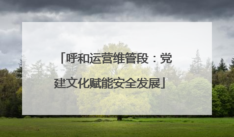 呼和运营维管段：党建文化赋能安全发展