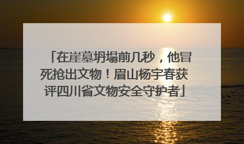 在崖墓坍塌前几秒，他冒死抢出文物！眉山杨宇春获评四川省文物安全守护者