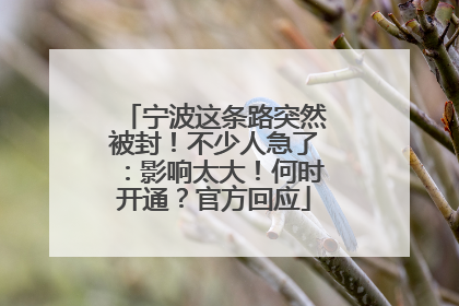 宁波这条路突然被封！不少人急了：影响太大！何时开通？官方回应
