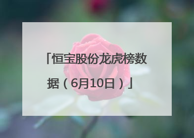 恒宝股份龙虎榜数据（6月10日）