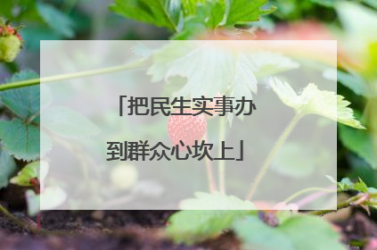 把民生实事办到群众心坎上