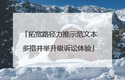 拓宽路径力推示范文本 多措并举升级诉讼体验
