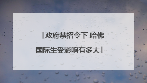 政府禁招令下 哈佛国际生受影响有多大
