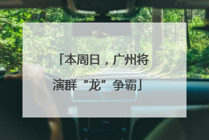本周日，广州将演群“龙”争霸