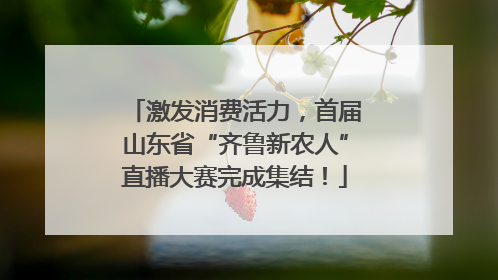 激发消费活力，首届山东省“齐鲁新农人”直播大赛完成集结！
