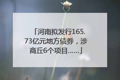 河南拟发行165.73亿元地方债券，涉商丘6个项目……