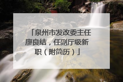 泉州市发改委主任廖良结，任副厅级新职（附简历）