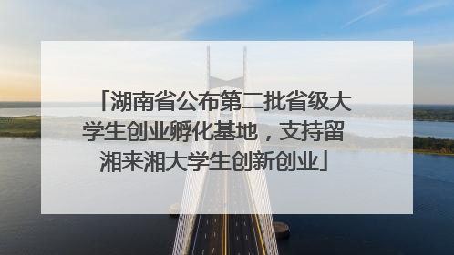 湖南省公布第二批省级大学生创业孵化基地，支持留湘来湘大学生创新创业