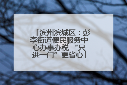 滨州滨城区：彭李街道便民服务中心办事办税 “只进一门”更省心