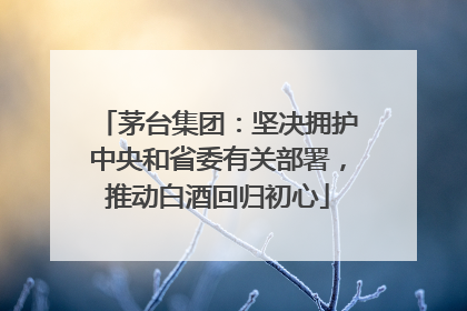 茅台集团：坚决拥护中央和省委有关部署，推动白酒回归初心