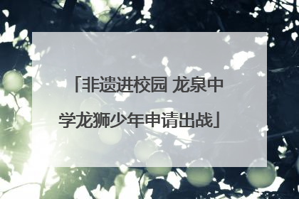 非遗进校园 龙泉中学龙狮少年申请出战