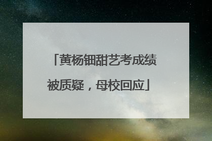 黄杨钿甜艺考成绩被质疑，母校回应